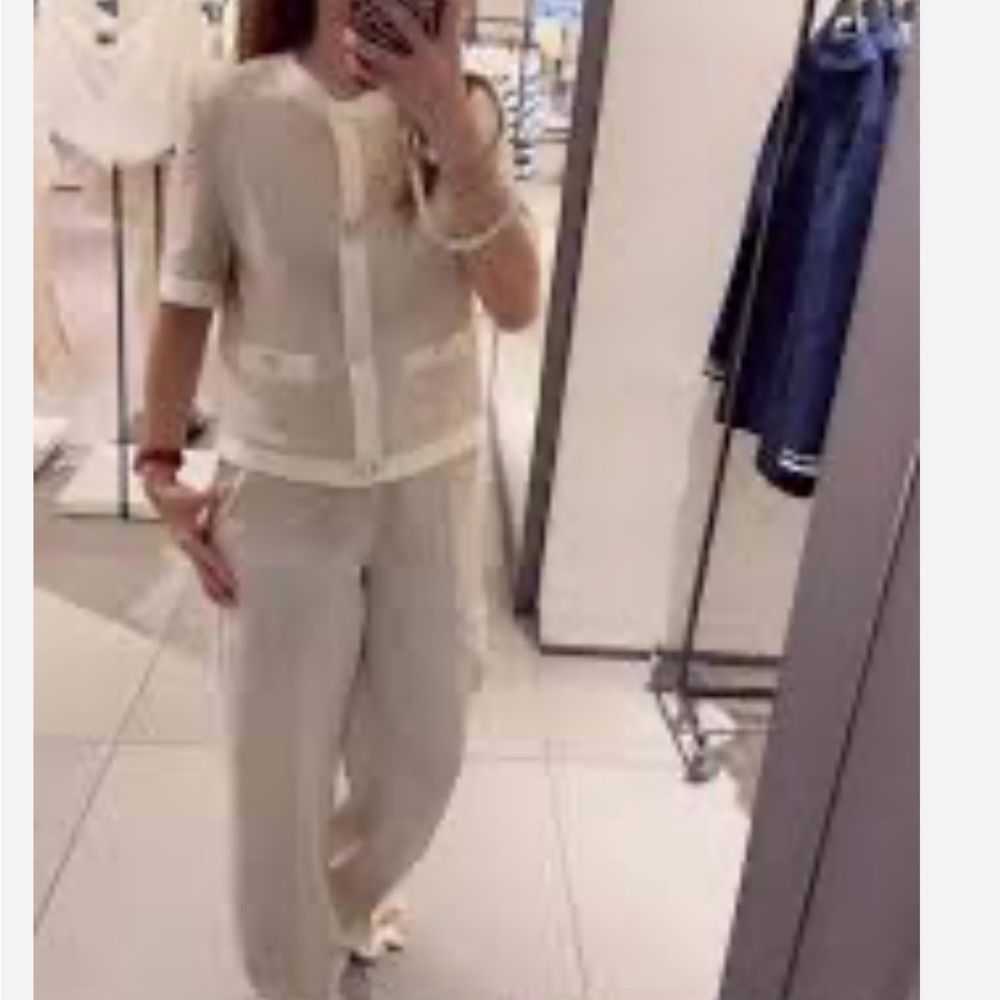 NWT Zara short sleeve blazer linen- Large - Picture 3 of 5